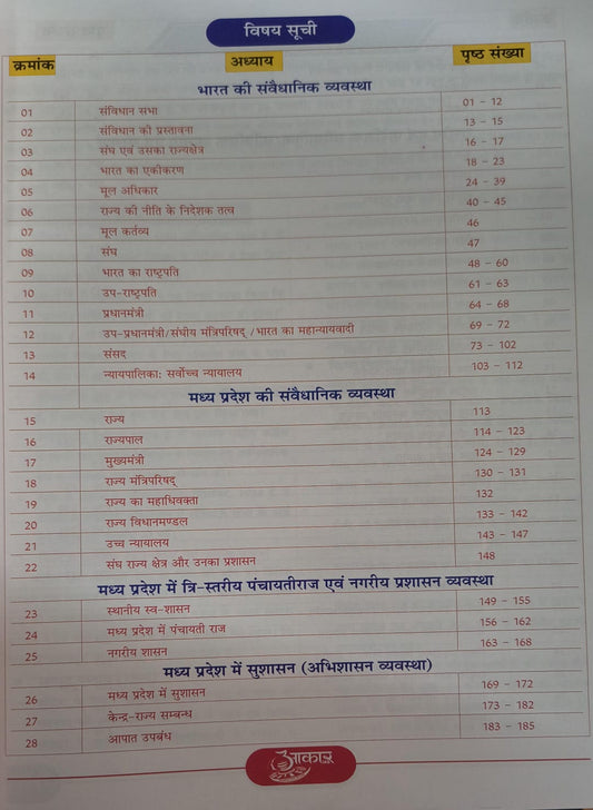 Aakar IAS MPPSC Prelims – Bharat evam MP ki Samvidhanik Vyavastha Unit-5 (Hindi Medium) | Indian & MP Polity Book for MPPSC 2026