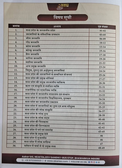 Aakar IAS MPPSC Prelims Unit 10 – Madhya Pradesh Janjatiyan Evam Lok Sanskriti (Hindi Medium)