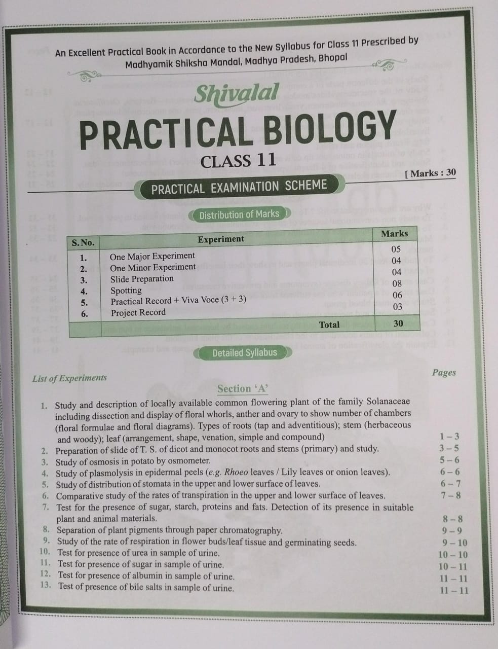Shivalal Practical Biology – Class 11 [English]