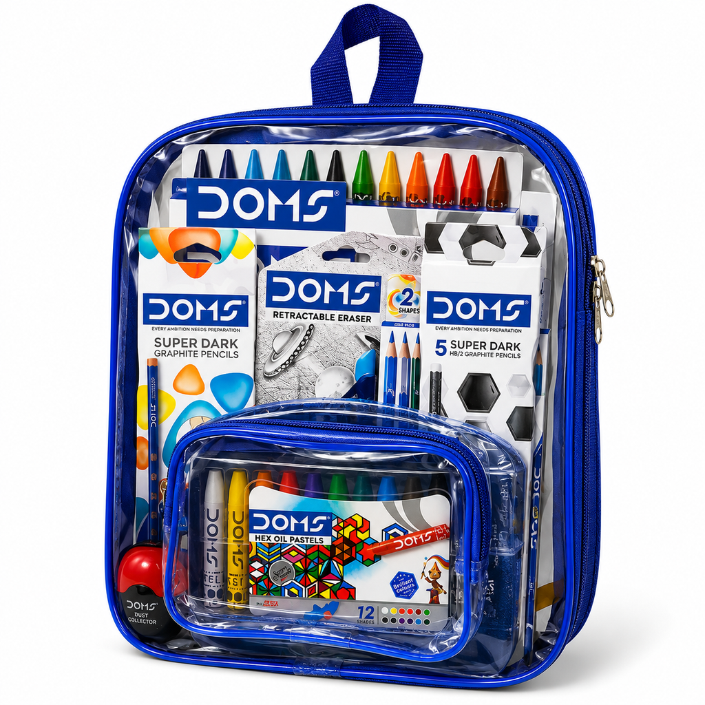 Doms Smart Kit | Comes With Transparent Zipper Bag  Combination of 12 Stationery Items