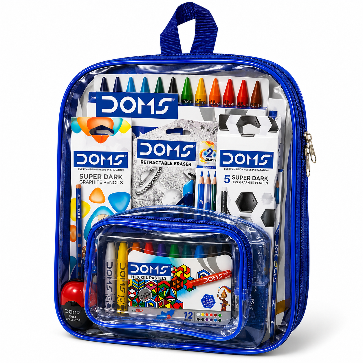 Doms Smart Kit | Comes With Transparent Zipper Bag  Combination of 12 Stationery Items