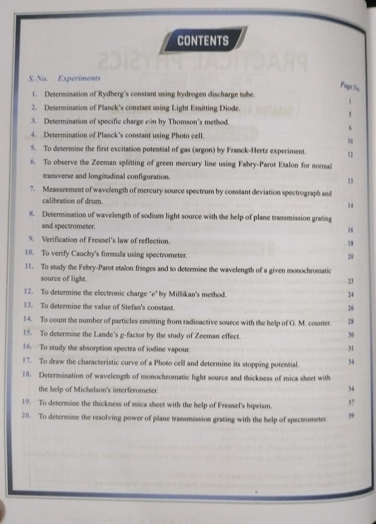 Shivalal Practical Physics B.Sc. 3rd Year Paper-1 Group A [English]