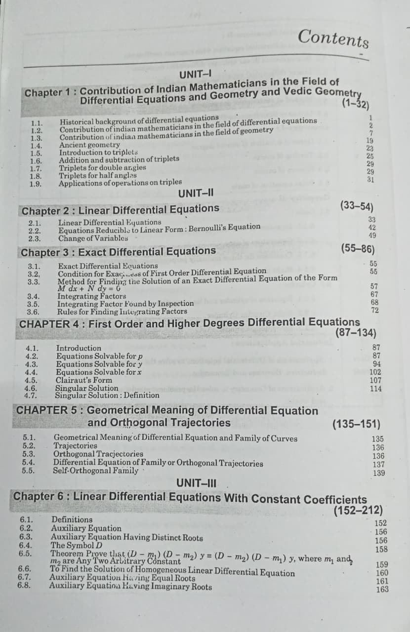 Shree Shiksha Differential Equations & Geometry B.Sc. 1st Year By Dr. H.K. Pathak (English Medium)