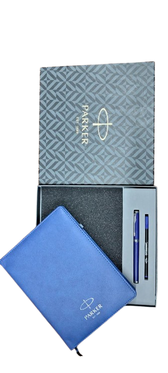 Parker Premium Notebook & Pen Gift Set – Elegant Blue Leather Finish