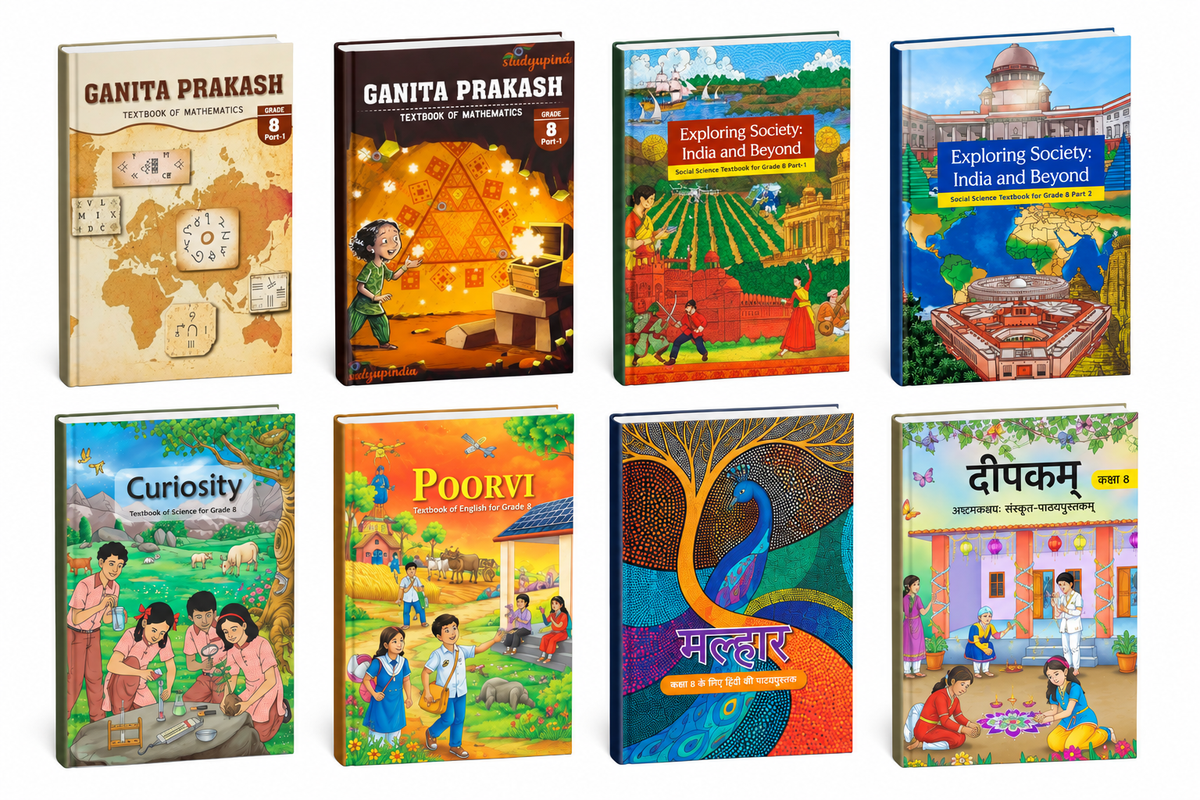 NCERT Class 8 Complete Textbook Combo Set of 8 Books – Mathematics, Social Science, Science, English, Hindi & Sanskrit (English Medium)