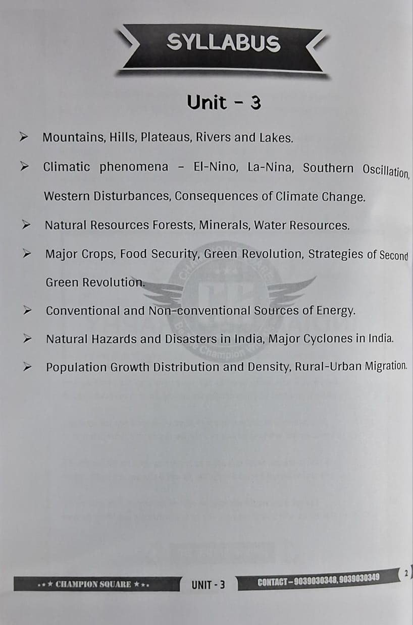 Champion Square MPPSC Prelims Unit 3 – Indian Geography by Kajal Nema, Shiv Patidar, Sourabh Patel | English Medium