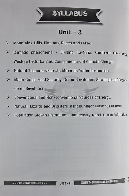 Champion Square MPPSC Prelims Unit 3 – Indian Geography by Kajal Nema, Shiv Patidar, Sourabh Patel | English Medium