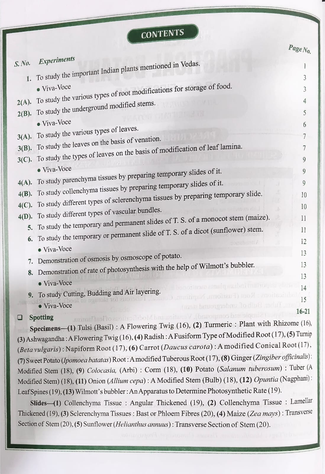 Shivalal Practical Botany Book First Year Minor Course First Paper [English Medium]