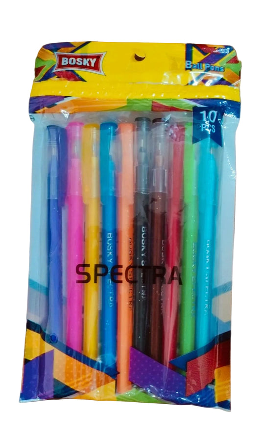 Bosky Spectra Ball Pens – Pack of 10 Pieces, Smooth Writing Pens