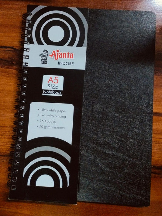 Ajanta A5 Size Spiral Diary Notebook (Plain) – 160 Pages