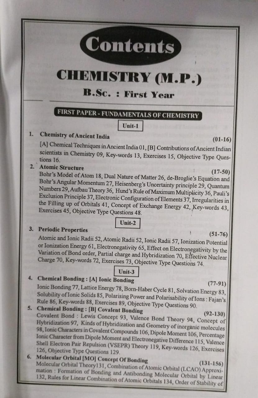 Navbodh Unified Chemistry Major – B.Sc. Part 1 [English]