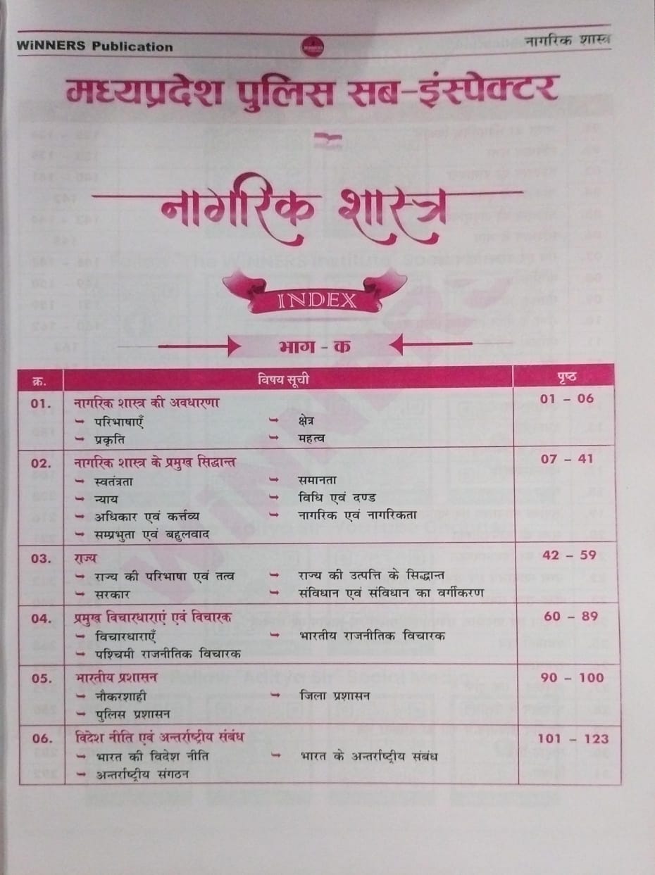 Winners Publication Madhya Pradesh Police Sub Inspector (MPSI) – Nagrik Shastra