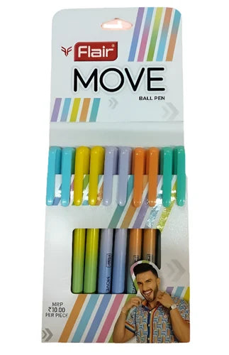 Flair Move Ball Pen – Pack of 10 (Blue) | Smooth & Reliable Writing