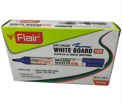 Flair White Board Marker Bold Writing 10 Pieces Blue | Smooth & Clear Marker
