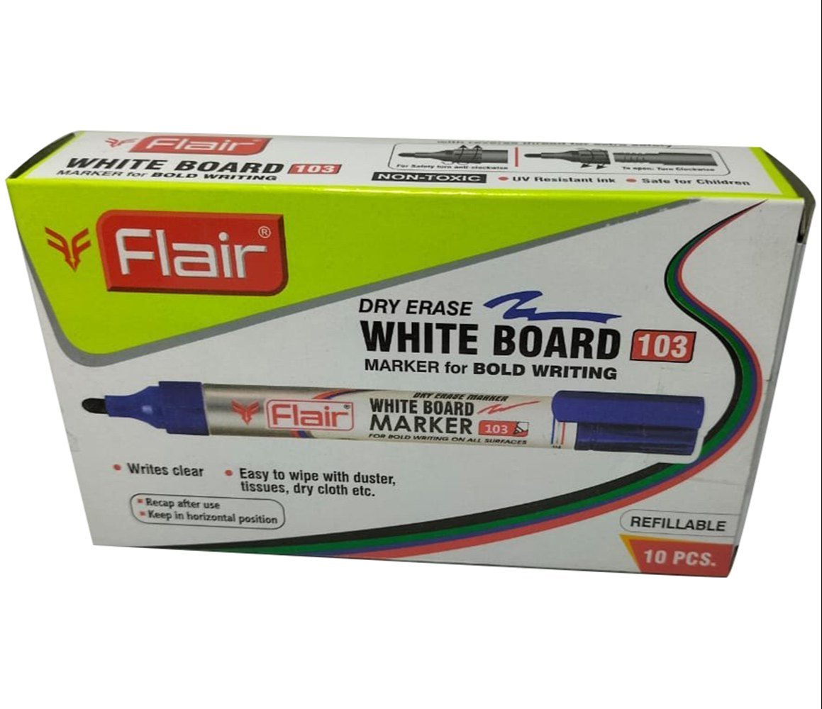 Flair White Board Marker Bold Writing 10 Pieces Black | Bold & Smooth Writing Marker