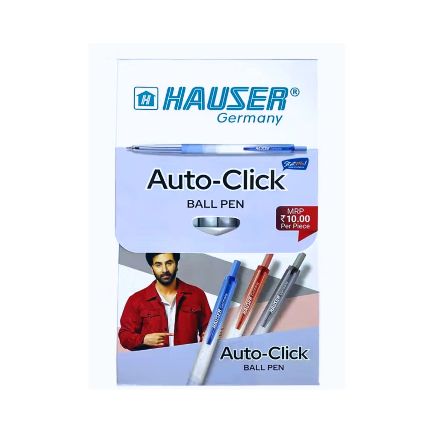 Hauser Germany Click Black Ball Pen – Pack of 10 Pieces, Smooth Writing Pens