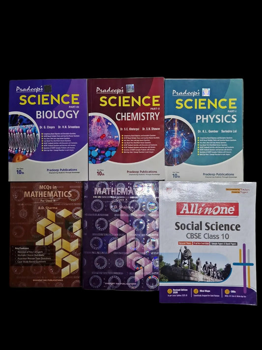 Class 10th Science, Maths & Social Science Combo Set 2026 | Pradeep’s PCB + RD Sharma Maths + MCQs + Arihant SST All in One(English Medium)