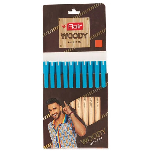 Flair Woody Ball Pen – 10 Piece Pack (Blue Ink)