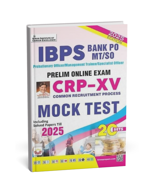 Kiran - IBPS Bank PO/MT/SO CRP-XV Mock Test 20 Sets – 2025 Edition [English Medium]
