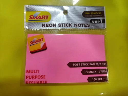 Smart Post Stick Pad M/Y 3x5 Inch – 100 Sheets Repositionable Sticky Notes