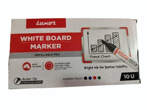 Luxor Whiteboard Marker 10 Unit Black | Bold & Smooth Writing Marker