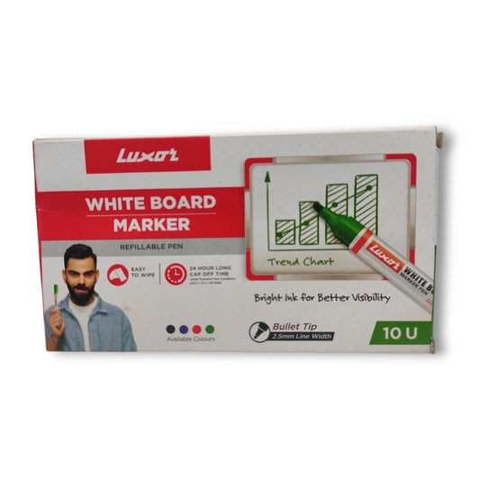 Luxor Whiteboard Marker 10 Unit Green | Smooth & Bold Writing Marker